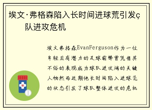埃文·弗格森陷入长时间进球荒引发球队进攻危机